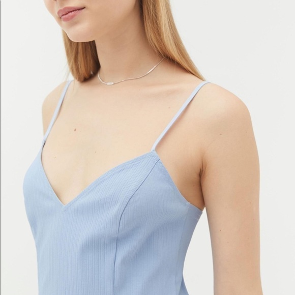 NWT Urban Outfitters Eldridge Notched Bodycon Mini Dress in Blue Size Large - Picture 2 of 10